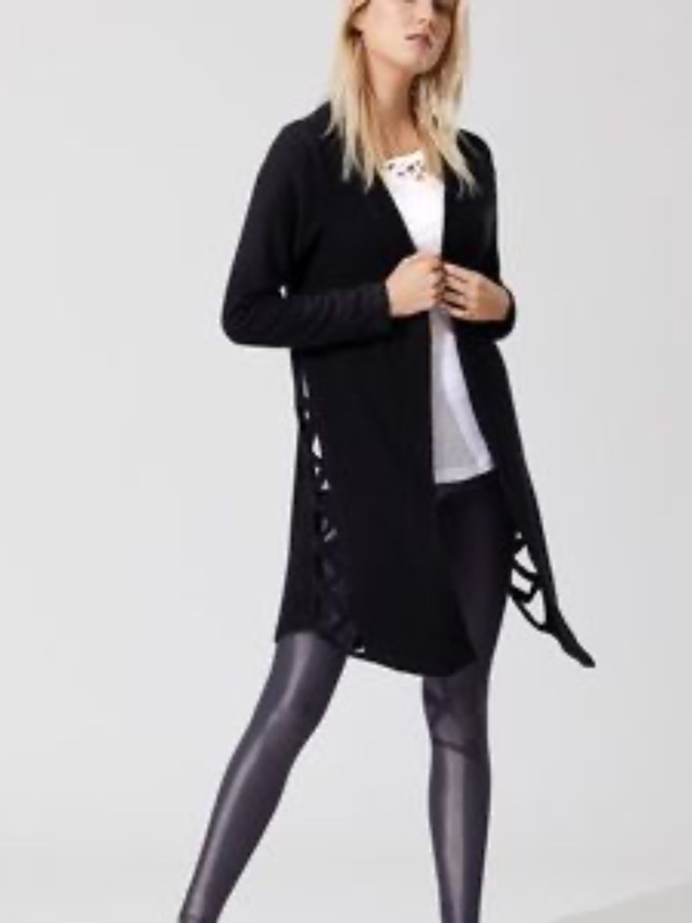 NWT LNA Black Open-Front Brushed River Cardigan